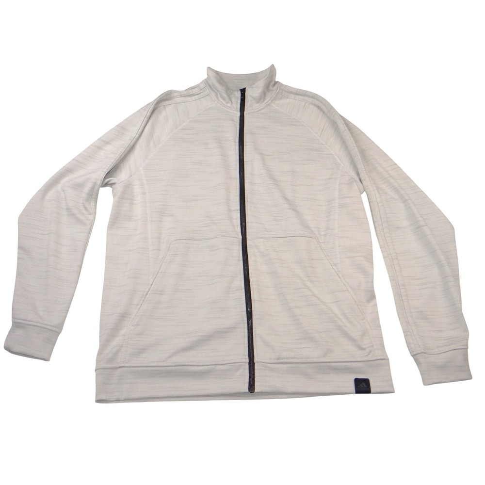 Adidas Mens‎ Climalite Full Zip Track Jacket Gray Space Dye Mock Neck XL